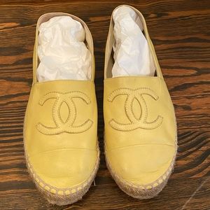 Chanel Yellow Leather Espadrilles Size 39